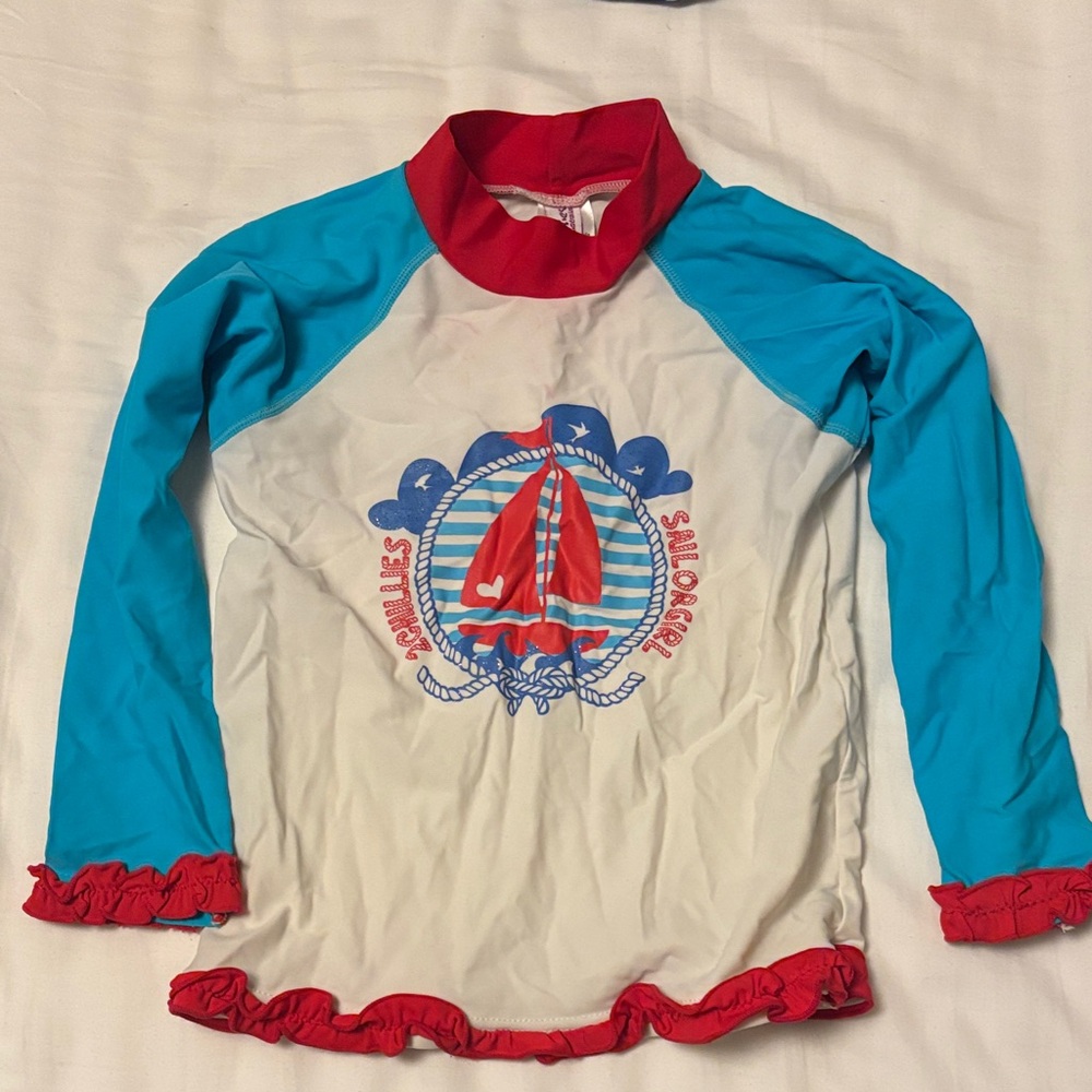 2Chillies Kids Nautical Rashguard Set - Red and Blue - Picture 8 of 9